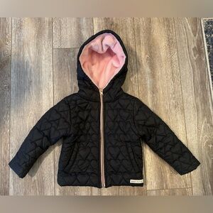 Body Glove Girl’s Black Quilted Jacket with Pink Fur Lining - Size 4
